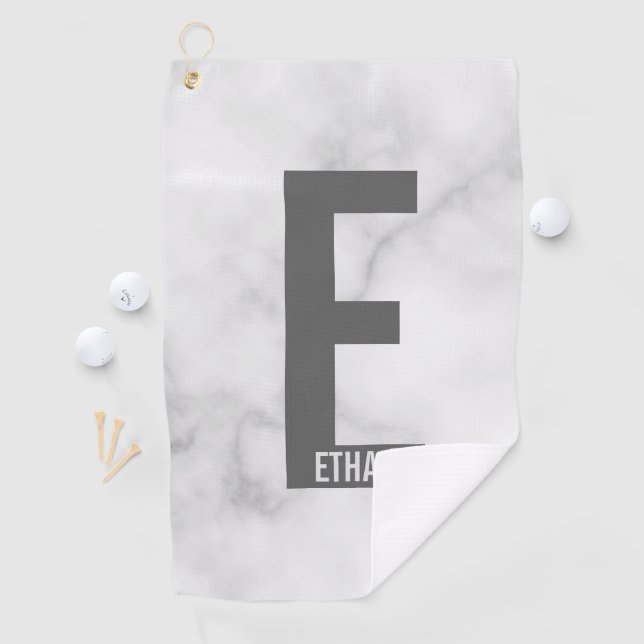 Serviette De Golf Monogramme et nom personnalisés modernes (En situation)