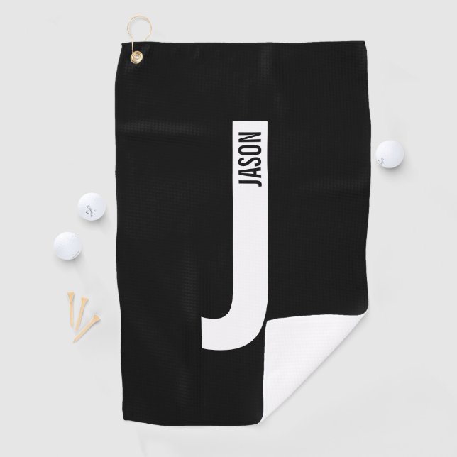 Serviette De Golf Monogramme et nom personnalisés modernes (En situation)