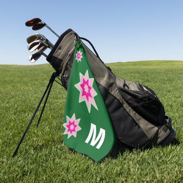 Serviette De Golf Monogramme Fantaisie Rose Vert Nénuphars (Vert)