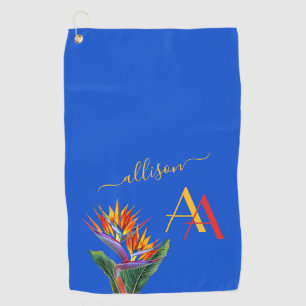 Serviette De Golf Monogramme Floral Vibrant Moderne