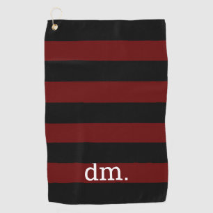 Serviette De Golf Monogramme framboise et bande noire