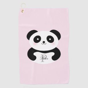 Serviette De Golf Monogramme Girly mignon de rose d'ours panda de