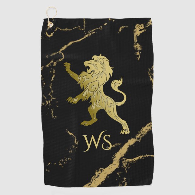 Serviette De Golf Monogramme Golden Royal Lion (Devant)