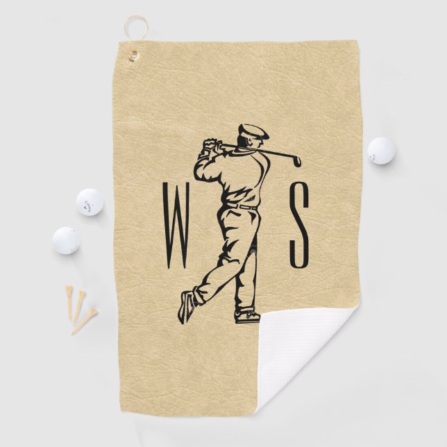 Serviette De Golf Monogramme Golf Sports Design Revêtement cuir (En situation)