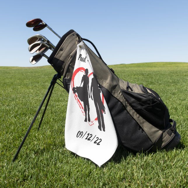 Serviette De Golf Monogramme initial et nom personnalisé (Vert)