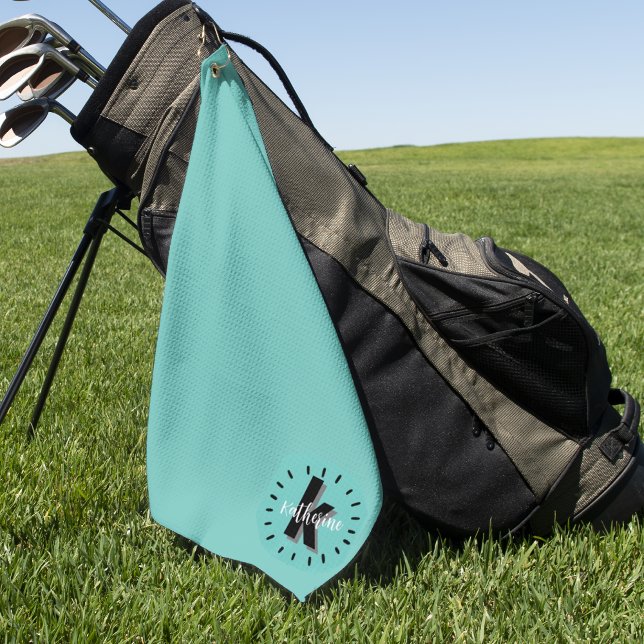 Serviette De Golf Monogramme Initial Simple de Nom (Cute Script Initial Name Monogram Golf Towel)