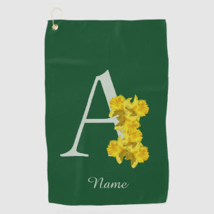 Serviette De Golf Monogramme initiale A narcisse personnalisé