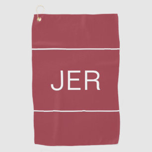 Serviette De Golf Monogramme Initiale Rouge Cramoisi Golfeur Sports