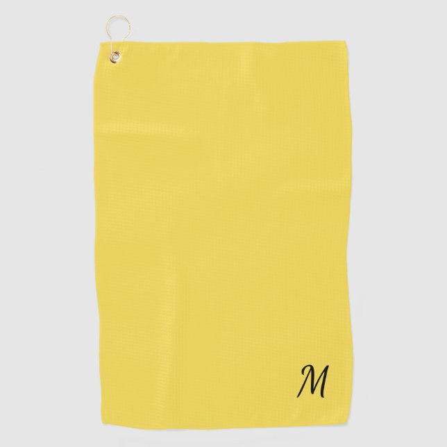 Serviette De Golf Monogramme jaune solide (Devant)