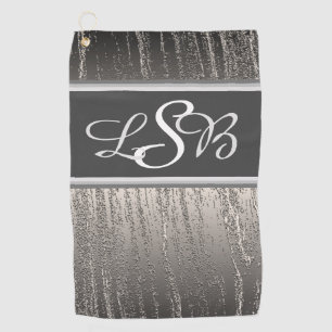 Serviette De Golf Monogramme métallique liquide vertical à rayures d