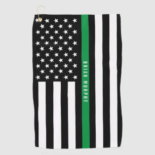 Serviette De Golf Monogramme mince de drapeau américain de Ligne