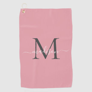 Serviette De Golf Monogramme moderne Blush rose Grey Girly Script ch