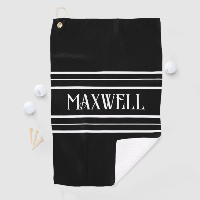 Serviette De Golf Monogramme moderne en gras blanc (En situation)
