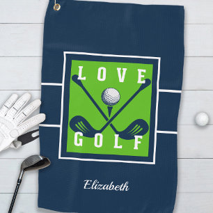 Serviette De Golf Monogramme moderne Golfeur bleu Vert Sports Design