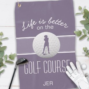 Serviette De Golf Monogramme moderne Lady Golfer La vie est meilleur
