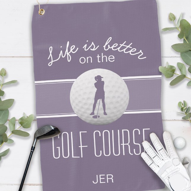 Serviette De Golf Monogramme moderne Lady Golfer La vie est meilleur (Créateur téléchargé)
