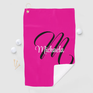 Serviette De Golf Monogramme moderne minimaliste nom initial rose ch