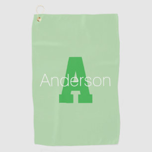 Serviette De Golf Monogramme moderne   Pale & Kelly Green