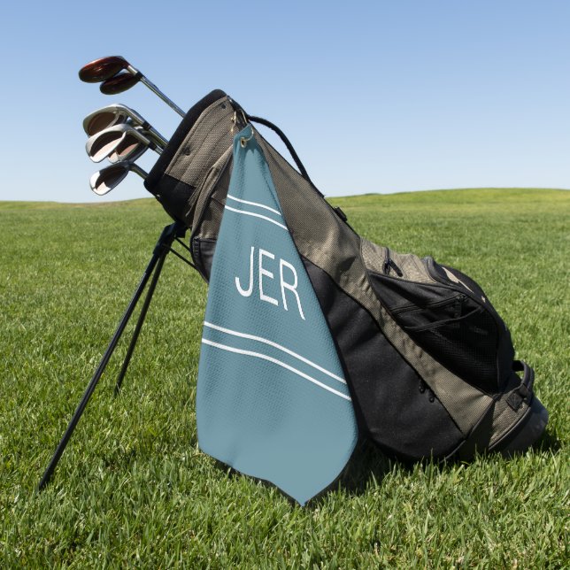Serviette De Golf Monogramme moderne Turquoise Golfer Sports Pro (Vert)