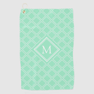 Serviette De Golf Monogramme Motif de menthe et diamants blancs