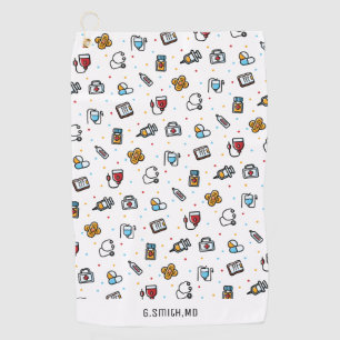 Serviette De Golf Monogramme. Motif Médicale. Pour les médecins et