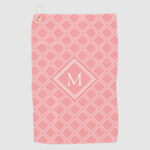 Serviette De Golf Monogramme Motif rose et blanc classique