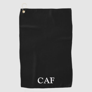 Serviette De Golf Monogramme noir blanc minimaliste moderne