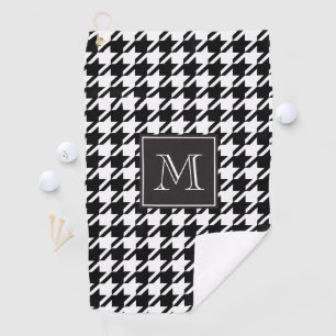 Serviette De Golf Monogramme noir de pied-de-poule