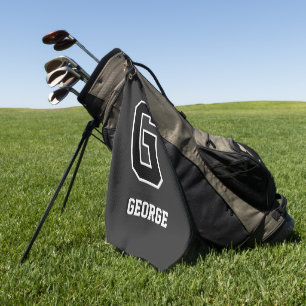 Serviette De Golf Monogramme noir et blanc personnalisé - Cadeau per