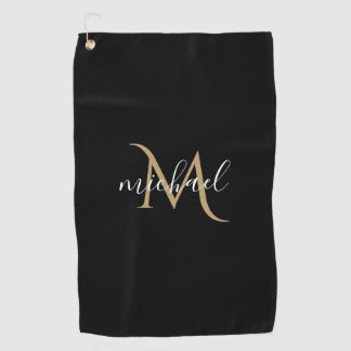 Serviette De Golf Monogramme noir et or Elégant luxe