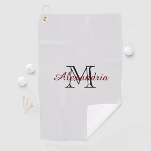 Serviette De Golf Monogramme noir gris
