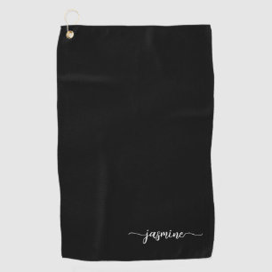 Serviette De Golf Monogramme noir minimal pour fille Élégant