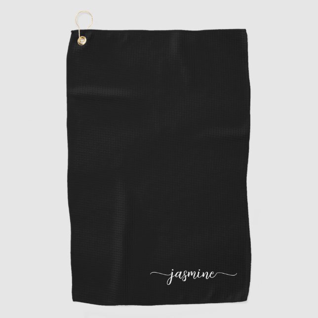 Serviette De Golf Monogramme noir minimal pour fille Élégant (Devant)