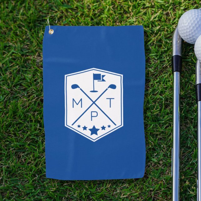 Serviette De Golf Monogramme Nom bleu Personnalisé (Créateur téléchargé)