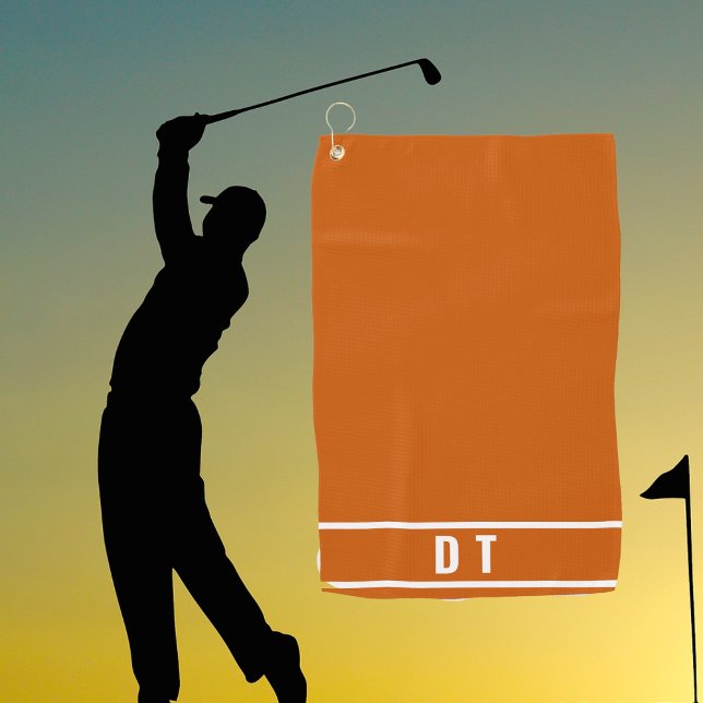 Serviette De Golf Monogramme - orange brûlée (Créateur téléchargé)