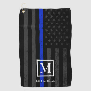 Serviette De Golf Monogramme patriotique orienté du drapeau   de
