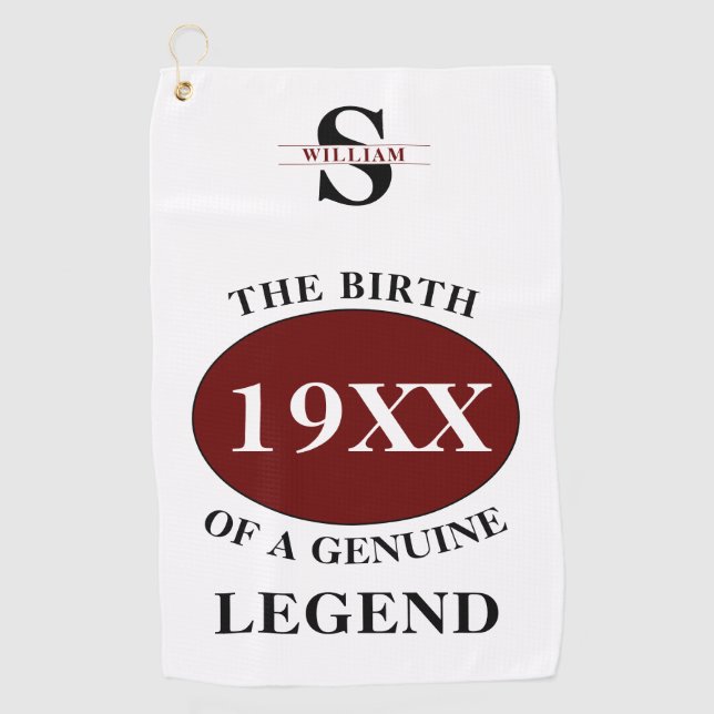 Serviette De Golf Monogramme Père Anniversaire Légende N'importe que (Devant)