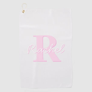 Serviette De Golf Monogramme personnalisable   Ombre rose et gris