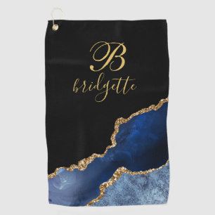 Serviette De Golf Monogramme personnalisé Black Gold Marine Géode d'