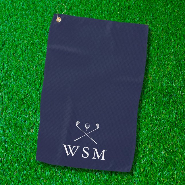 Serviette De Golf Monogramme personnalisé Club de golf Marine Blue (Créateur téléchargé)