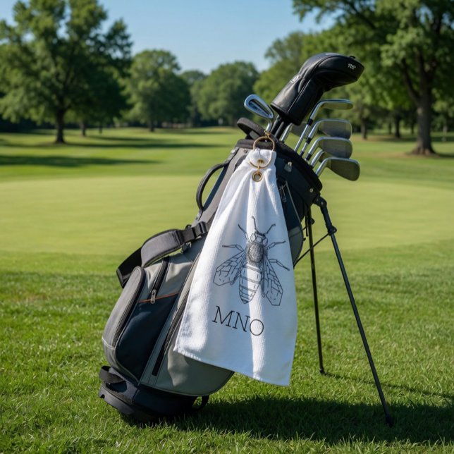 Serviette De Golf Monogramme personnalisé d'abeille  (Créateur téléchargé)