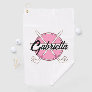 Serviette De Golf Monogramme personnalisé de golf rose