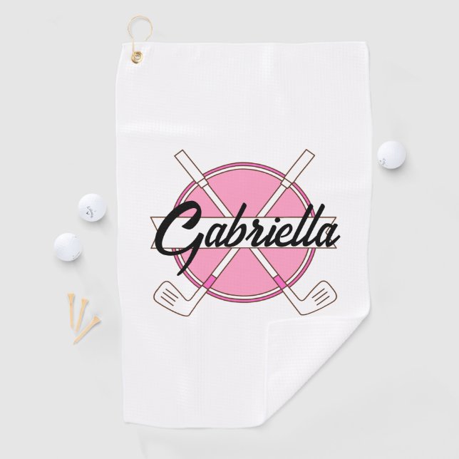 Serviette De Golf Monogramme personnalisé de golf rose (En situation)