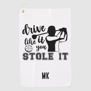 Serviette De Golf Monogramme personnalisé drôle noir blanc