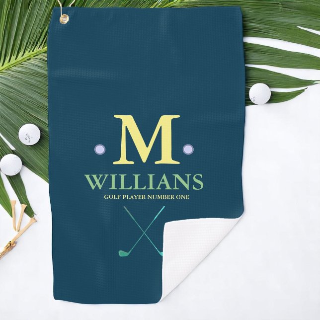 Serviette De Golf monogramme personnalisé du golfeur (Créateur téléchargé)