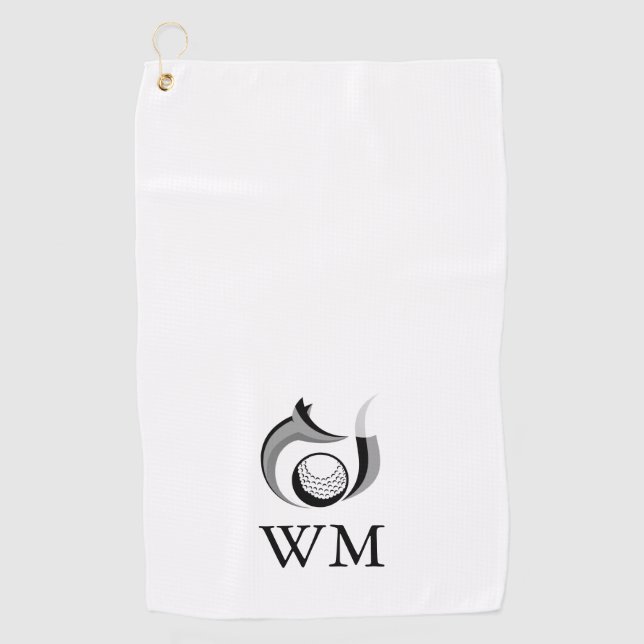 Serviette De Golf Monogramme Personnalisé Fox And Golf Ball (Devant)