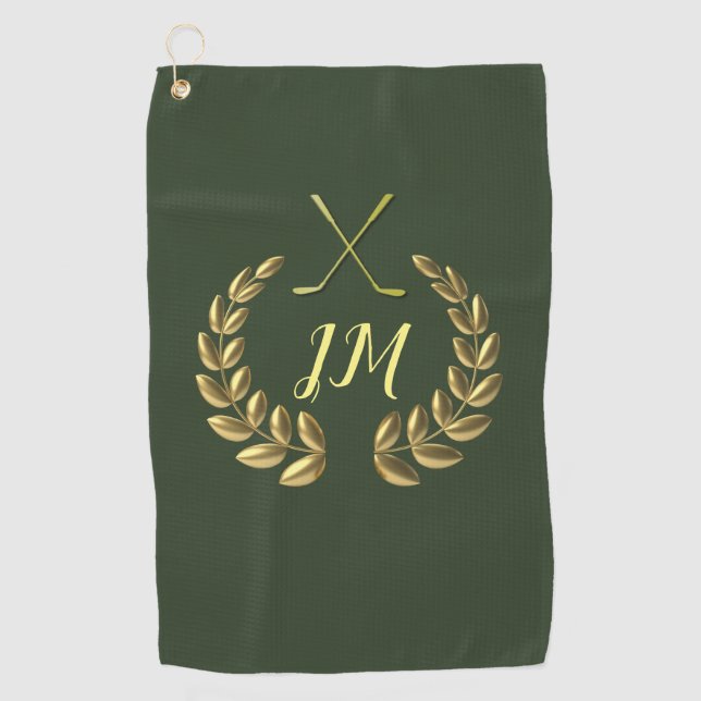 Serviette De Golf Monogramme personnalisé Gold Crest (Devant)