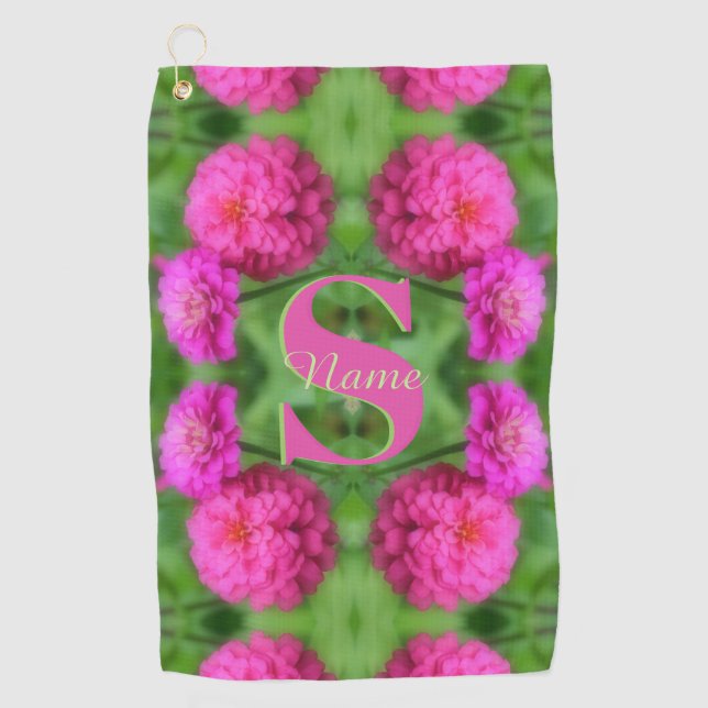 Serviette De Golf Monogramme personnalisé initial prénom Fleurs de Z (Devant)