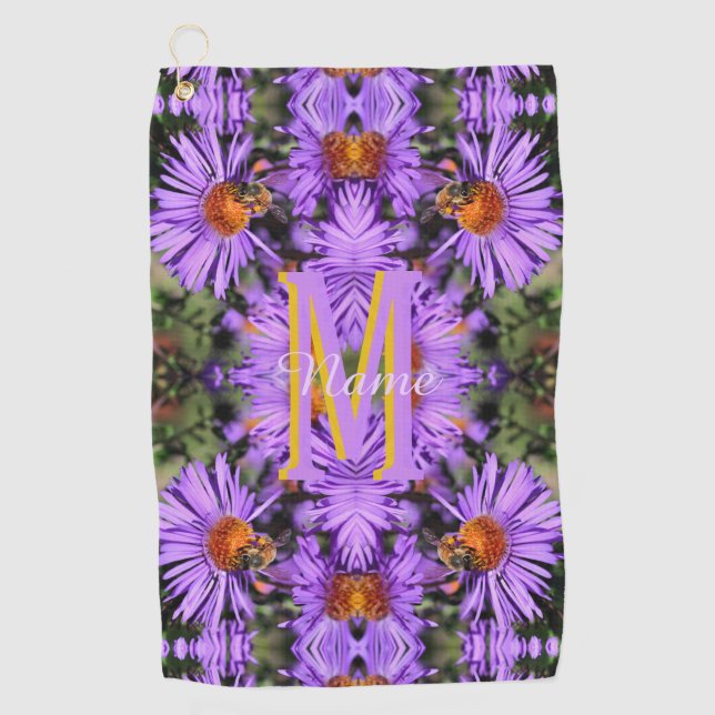 Serviette De Golf Monogramme personnalisé initiale nom abeille à mie (Devant)