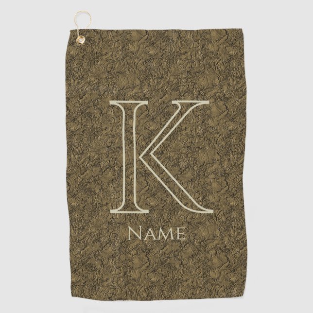 Serviette De Golf Monogramme personnalisé initiale nom feuille flora (Devant)
